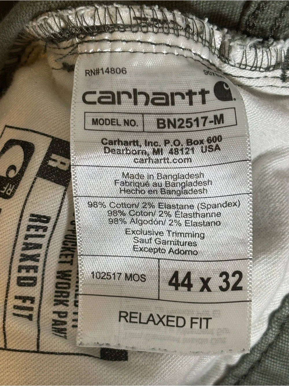 Carhartt Rugged Flex Relaxed Fit Canvas 5-Pocket Work Pants-Green-Men 44x32